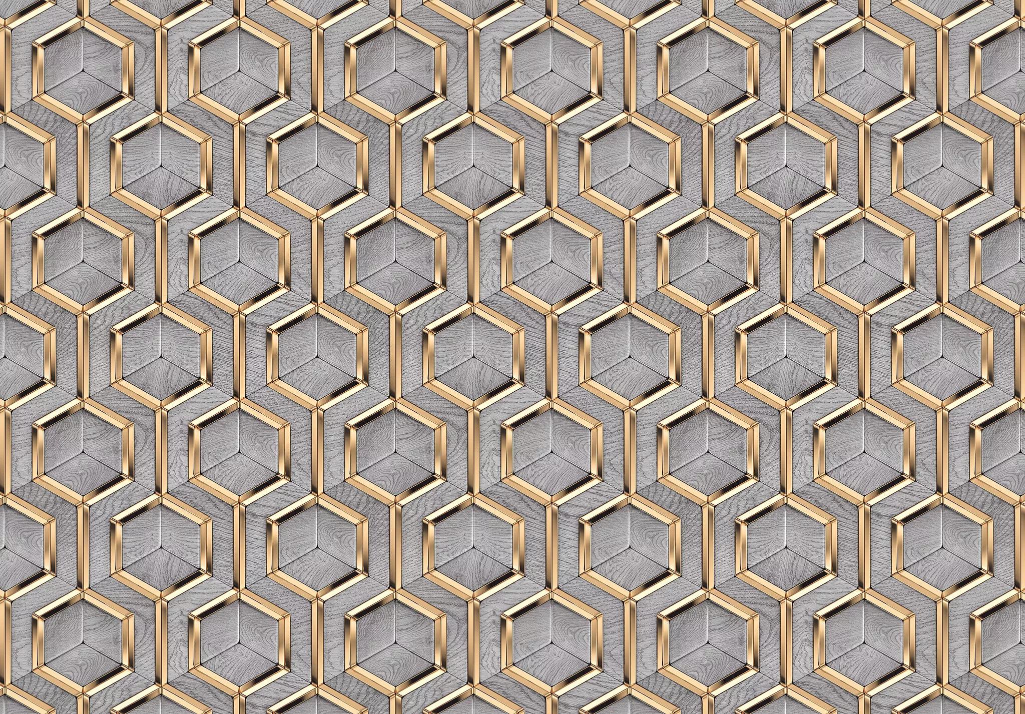 Modern geometrikus mintás fahatású fali poszter 368x254 vlies