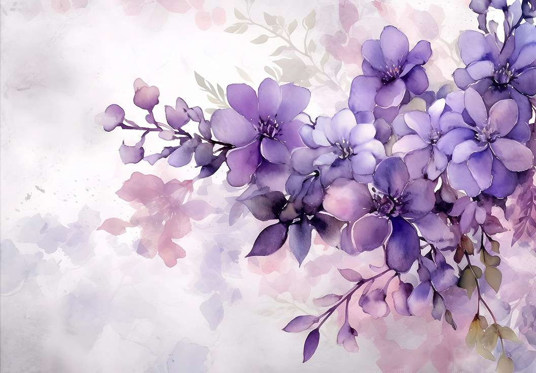 Akvarelles lila akác mintás design fotótapéta 368x254 vlies