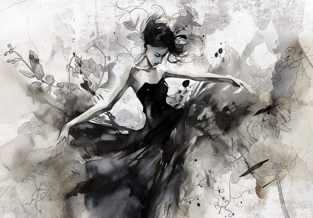 Balerina festett akvarell stílusban design fotótapéta 368x254 vlies