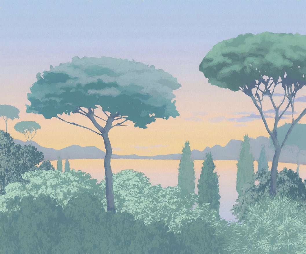 Bohém rajzolt tájkép mintás vlies poszter tapéta