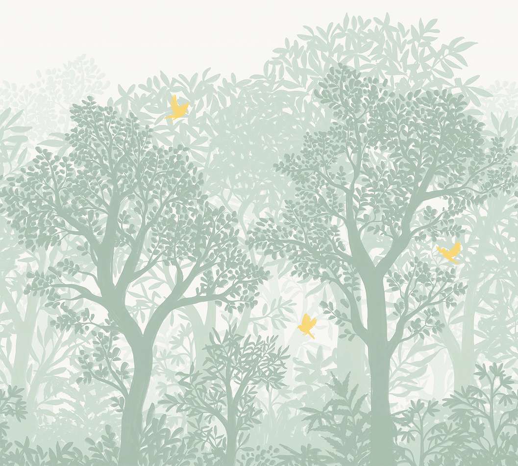 Design posztertapéta fa mintávalzöld színben