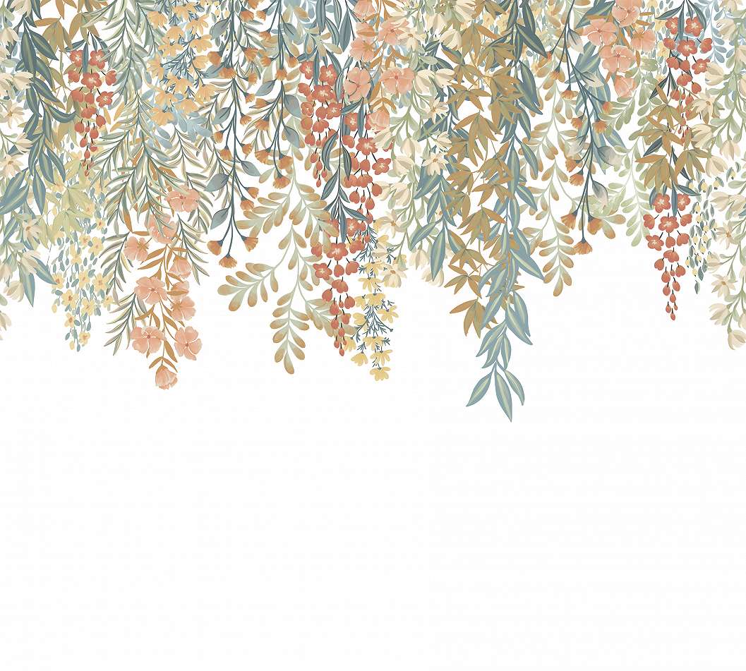 Design posztertapéta inda mintával meleg színekben 300cm x 270cm