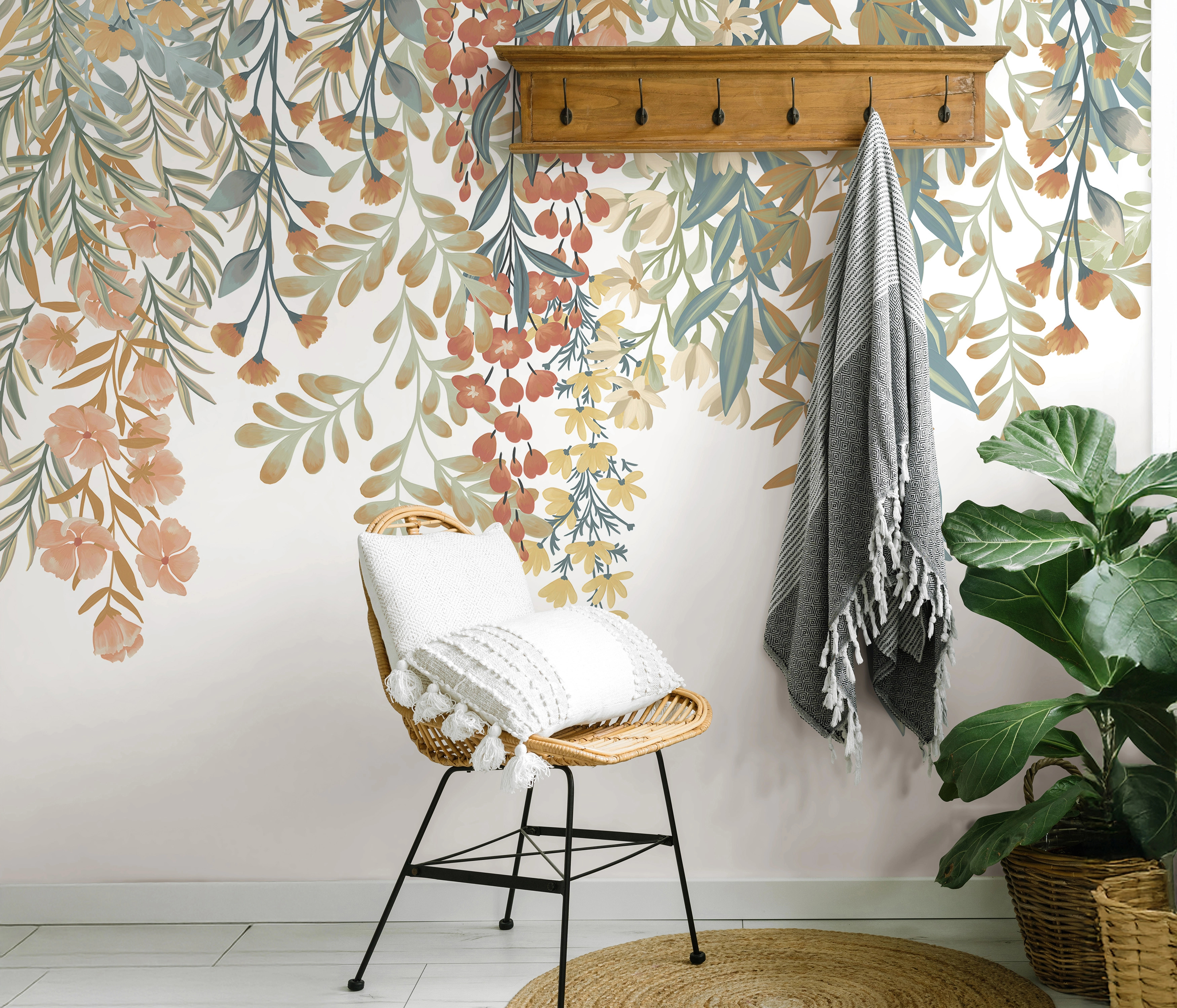 Design fotótapéta inda mintával meleg színekben 300cm x 270cm