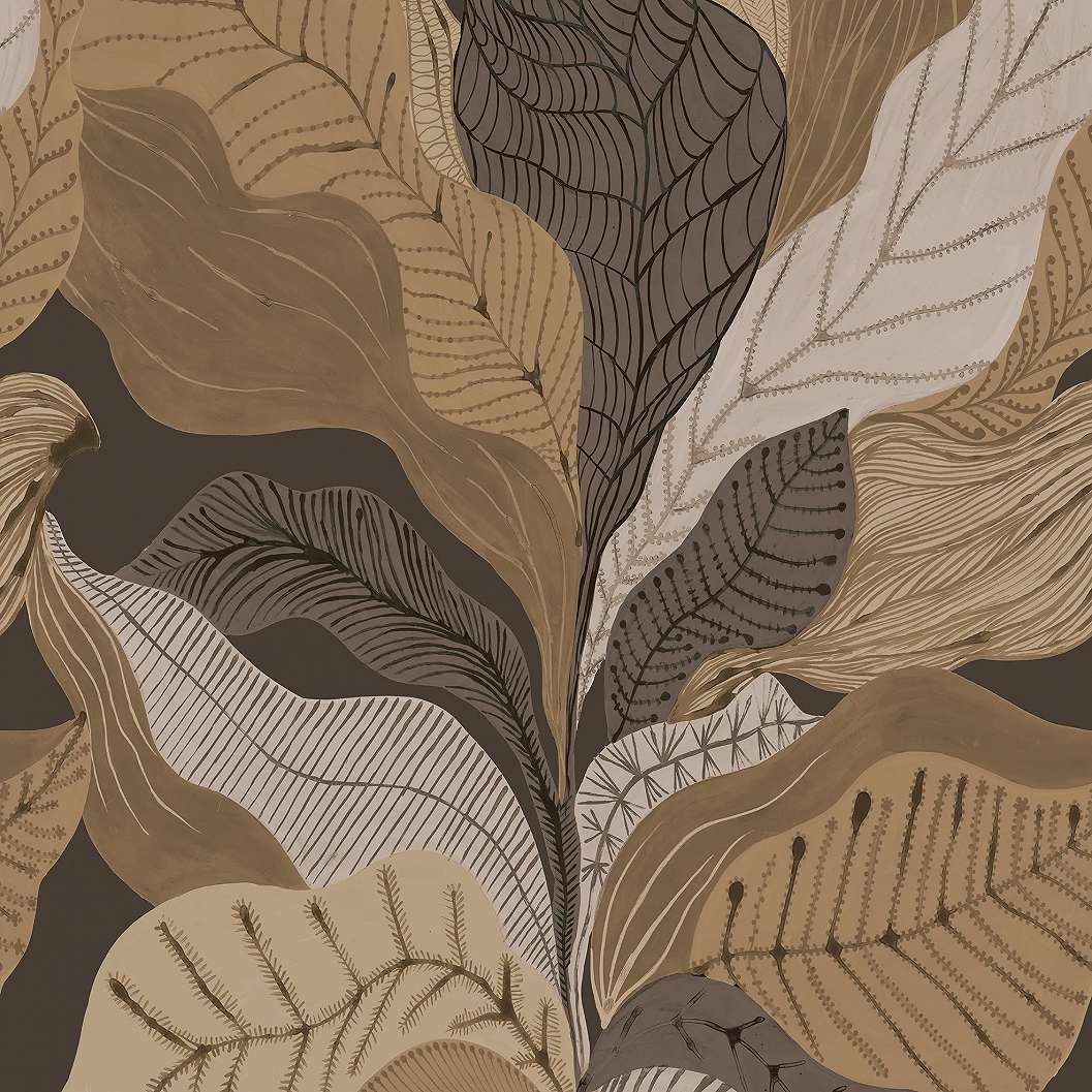 Design posztertapéta trópusi levél mogyoróbarna színben