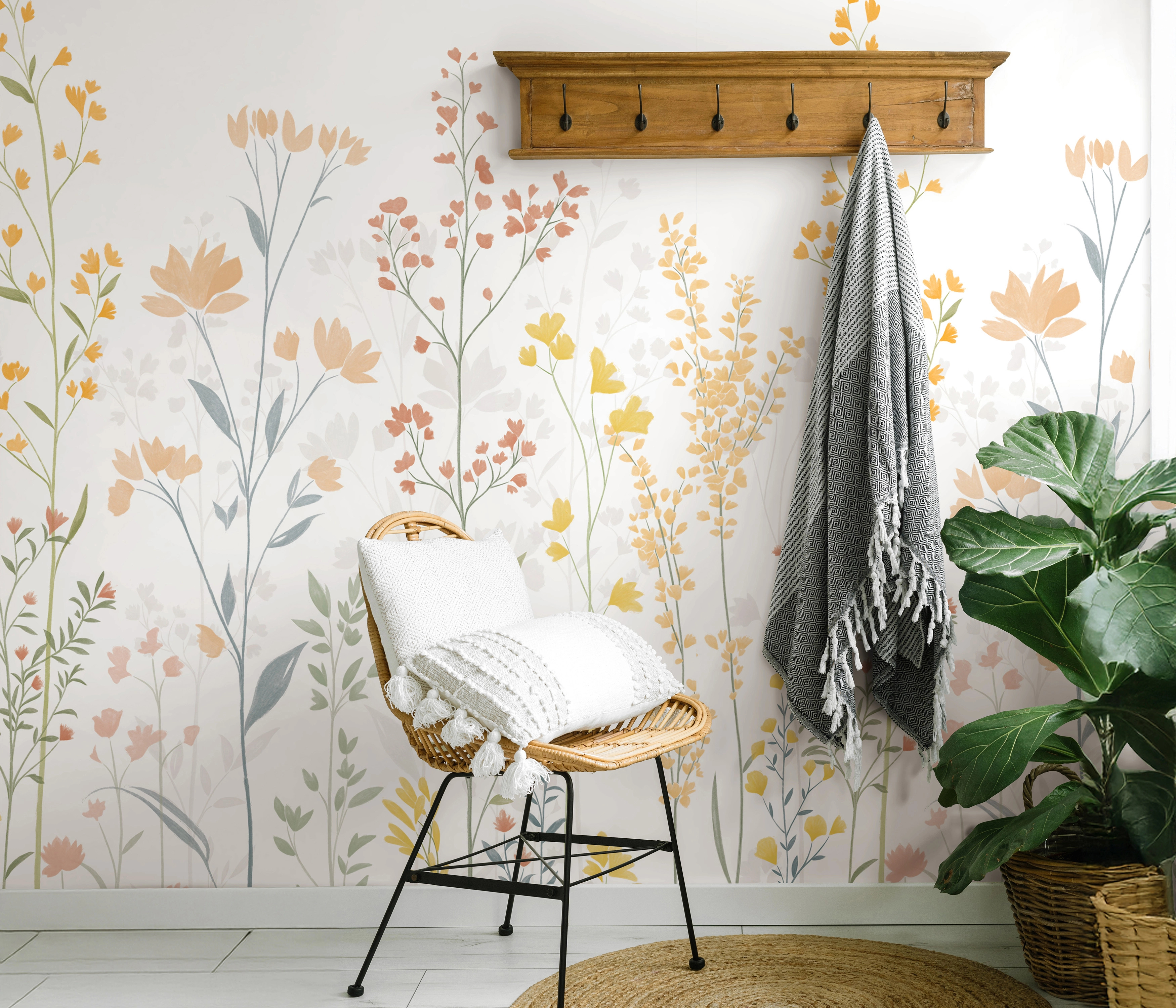 Design fotótapéta virág mintával meleg színekben 150cm x 270cm