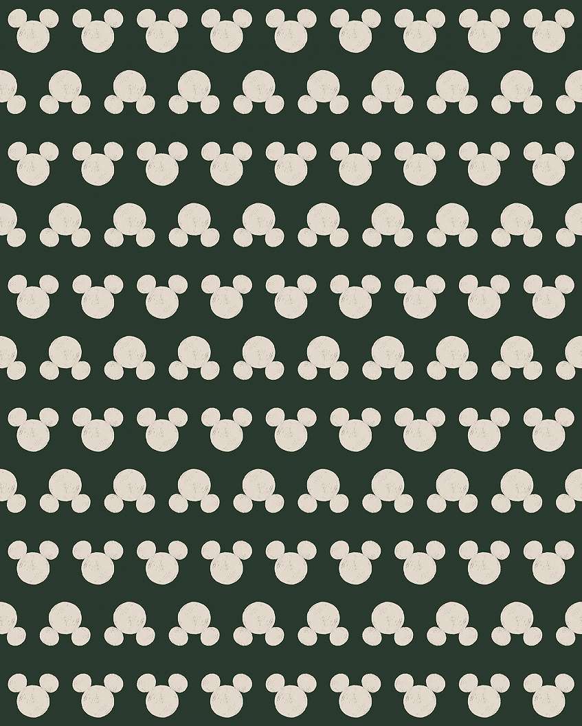 Disney posztertapéta sötét zöld színű Mickey egér fej mintás