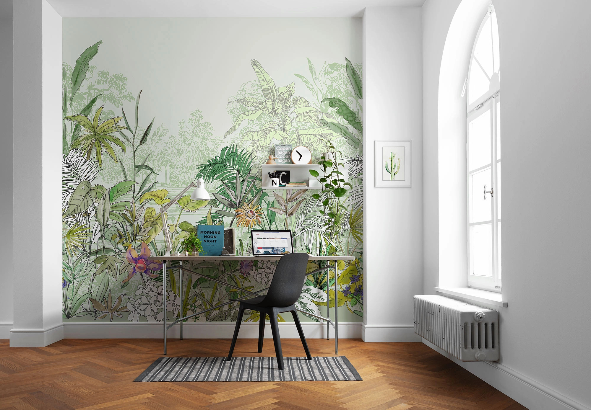 Zöld rajzolt trópusi dzsungel mintás fali poszter