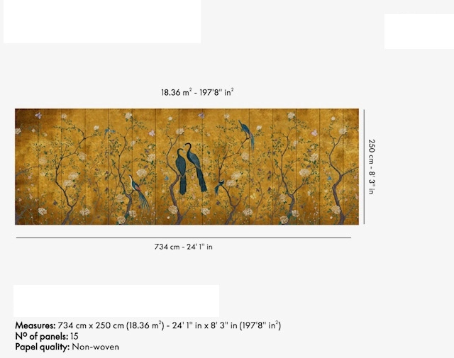 Egyedi elegáns páva mintás design tapéta 734x 250cm méretben