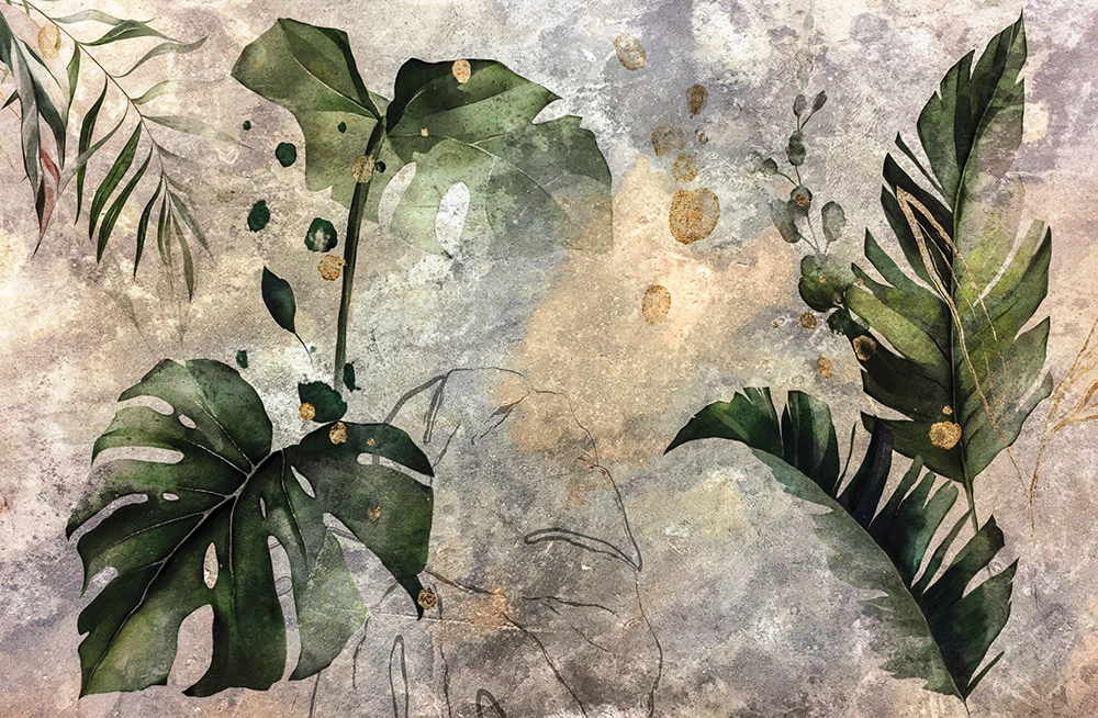 Egyedi fotótapéta kolibri mintával kék és aranyságra színvilágban