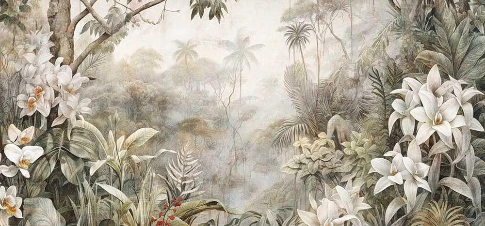 Egyedi trópusi dzsungel mintás fotótapétal 380cm X 170cm