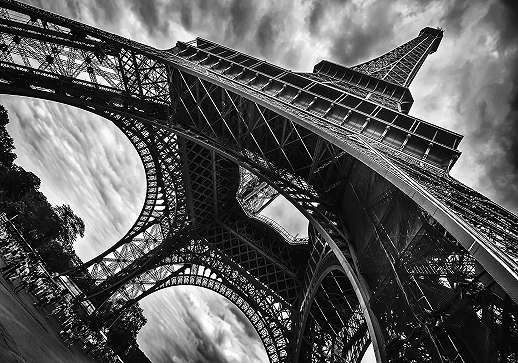 Eiffel torony Párizs fotótapéta fekete fehér színben 368x254 vlies