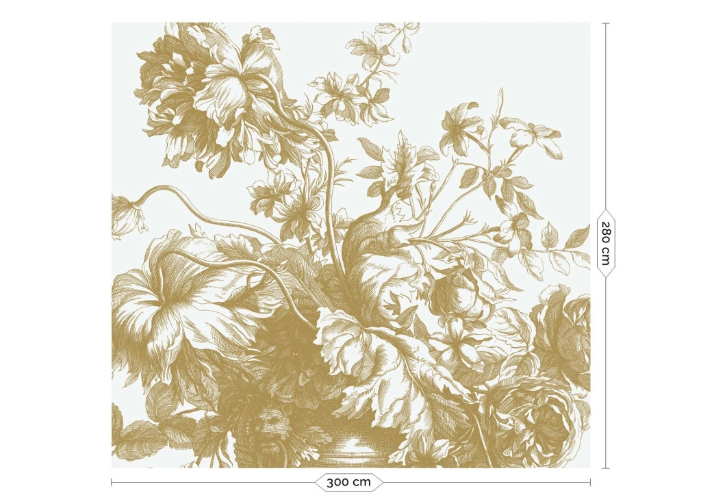 Elegáns fehér arany fotótapéta virág mintával