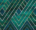 Vlies posztertapéta smaragdzöld art deco geometrikus mintával