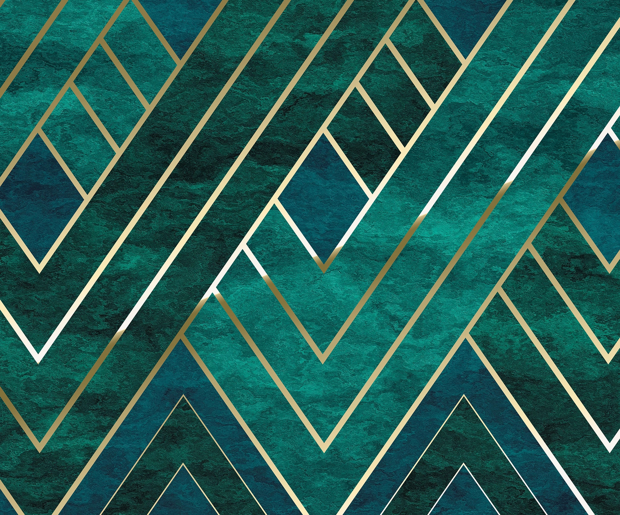 Vlies posztertapéta smaragdzöld art deco geometrikus mintával