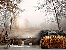 Fotótapéta ködös nyírfa erdei tájkép mintával 368x254 vlies