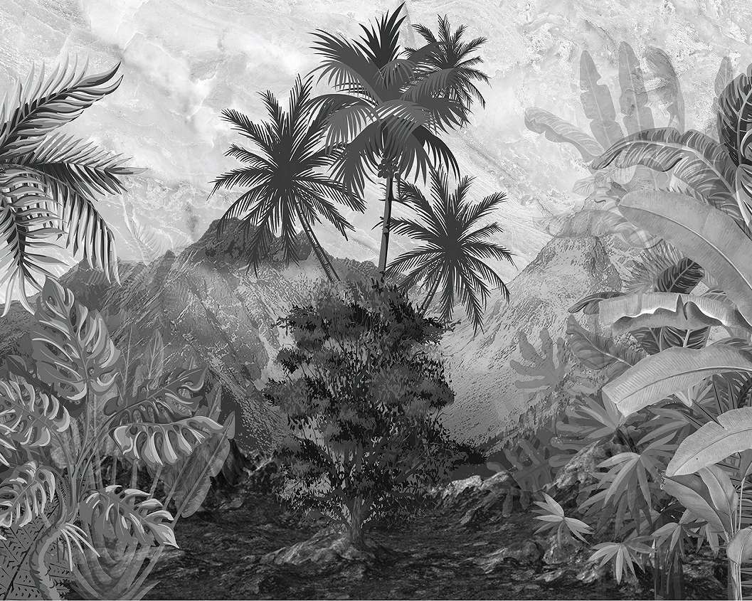Fekete fehér trópusi mintás fotótapéta 368x254 vlies