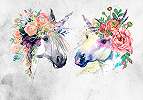 Fali poszter fehér ló és virágok mintával absztrakt stílusban 368x254 vlies