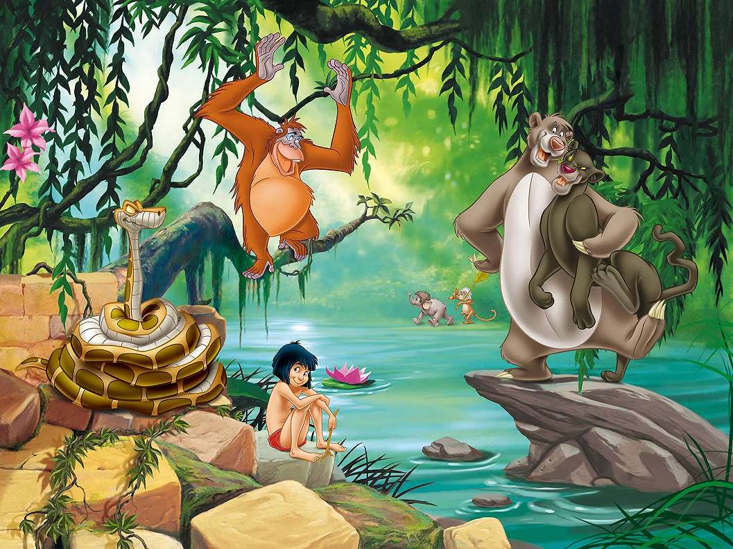 Fotótapéta a Dzsungel könyve, Maugli és barátai Disney mesehőseivel