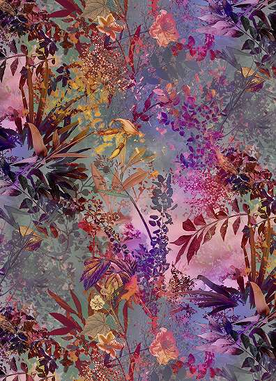 Fotótapéta absztrakt virágmintával lilás színvilágban