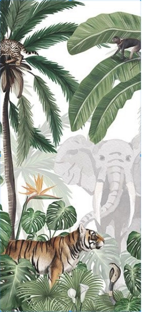 Fotótapéta afrikai állat és dzsungel mintával vlies anyagra egyedi 350cm széles és 225cm magas méretben 