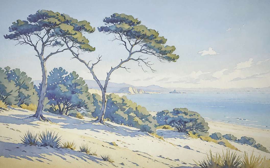 Fotótapéta akvarell homokos part mintával