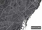 Fali poszter, Barcelona térképe fekete-fehér színekkel 368x254 vlies