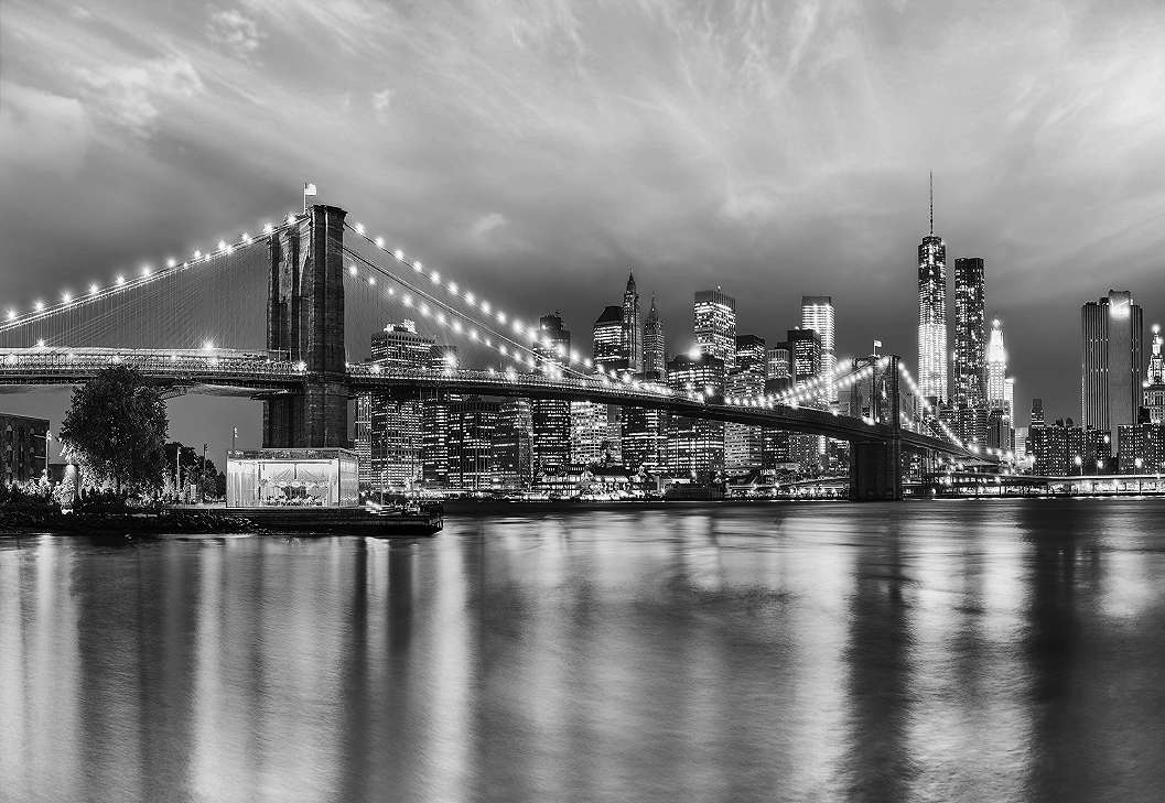 Fotótapéta Brooklyn híd látképével fekete fehér színvilágban