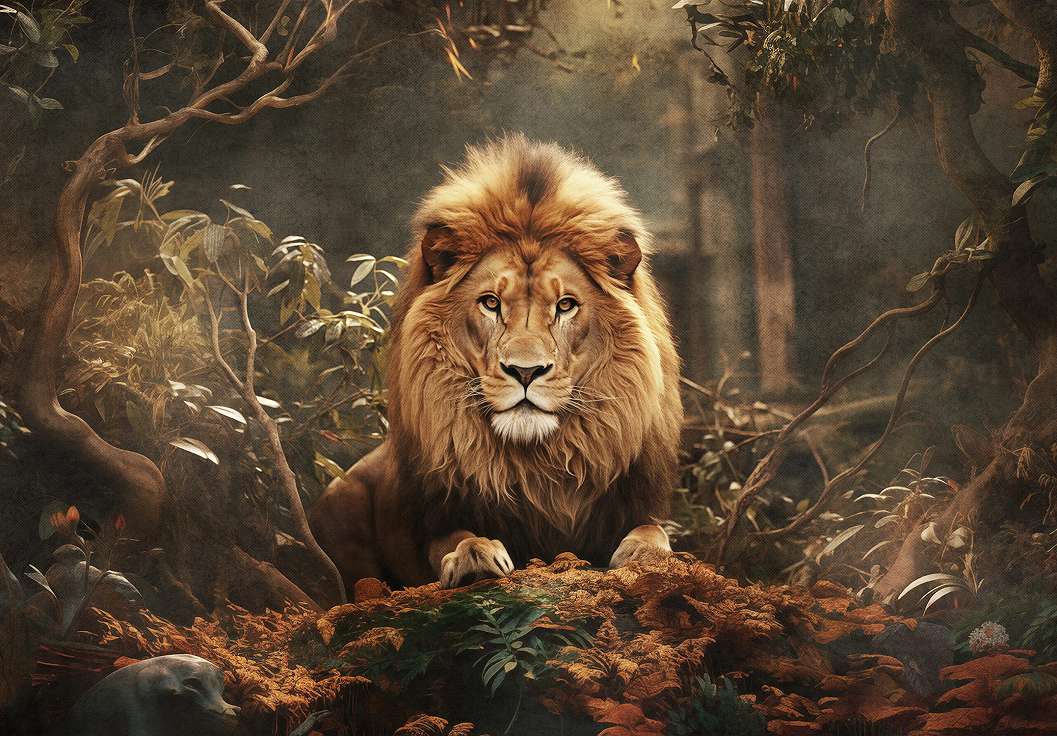 Fotótapéta dzsungel és oroszlános mintával 368x254 vlies