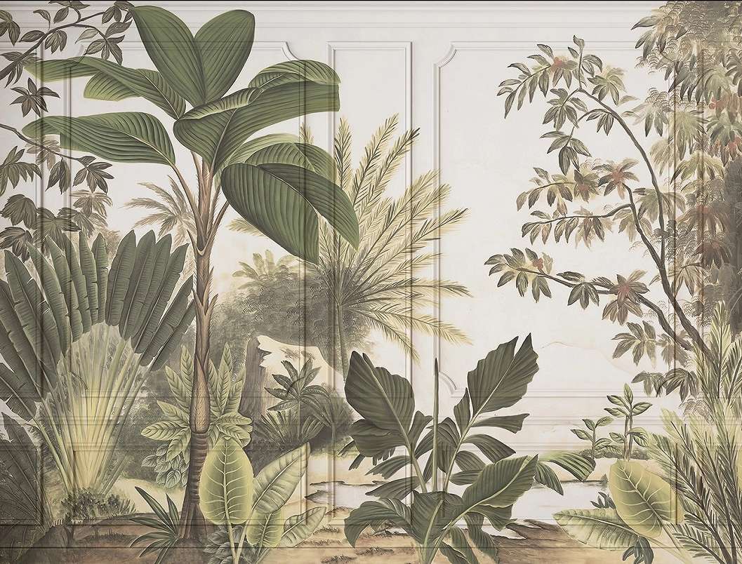 Fotótapéta dzsungel pálmafa mintával angol paneles alapon 368x254 vlies