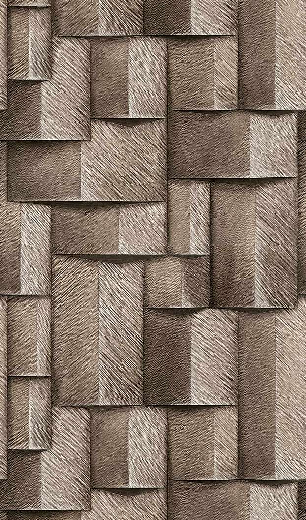 Poszter tapéta geometriai mintával fahatású barna színben