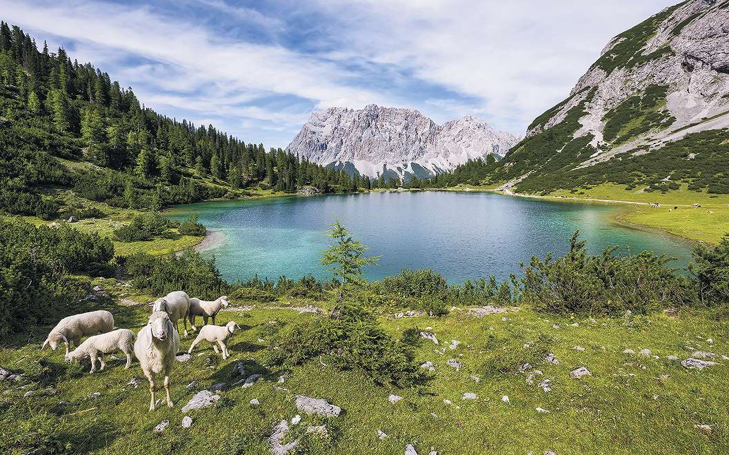 Fotótapéta festői alpesi tó látképével