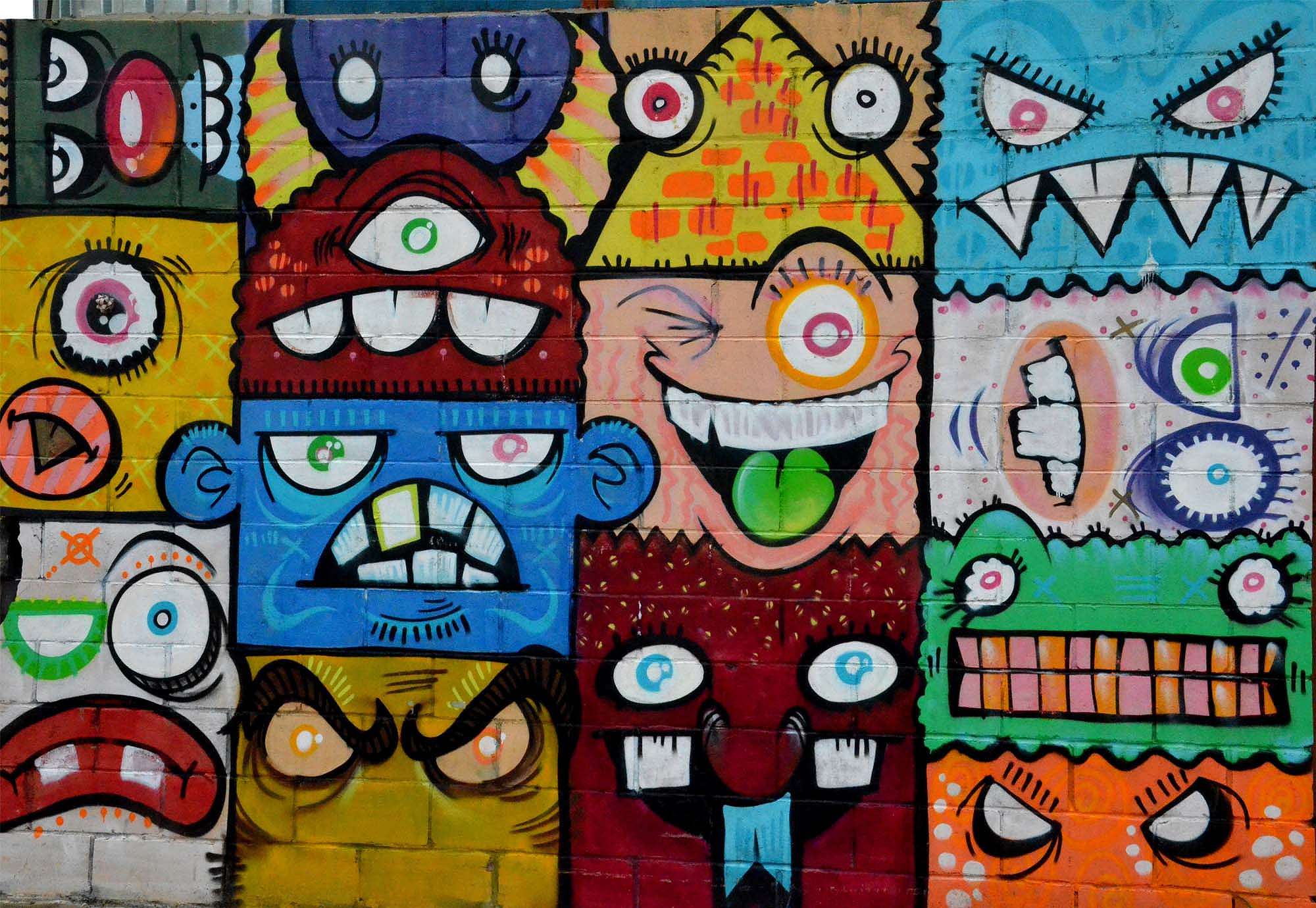 Fali poszter graffiti stílusban mókás figurákkal