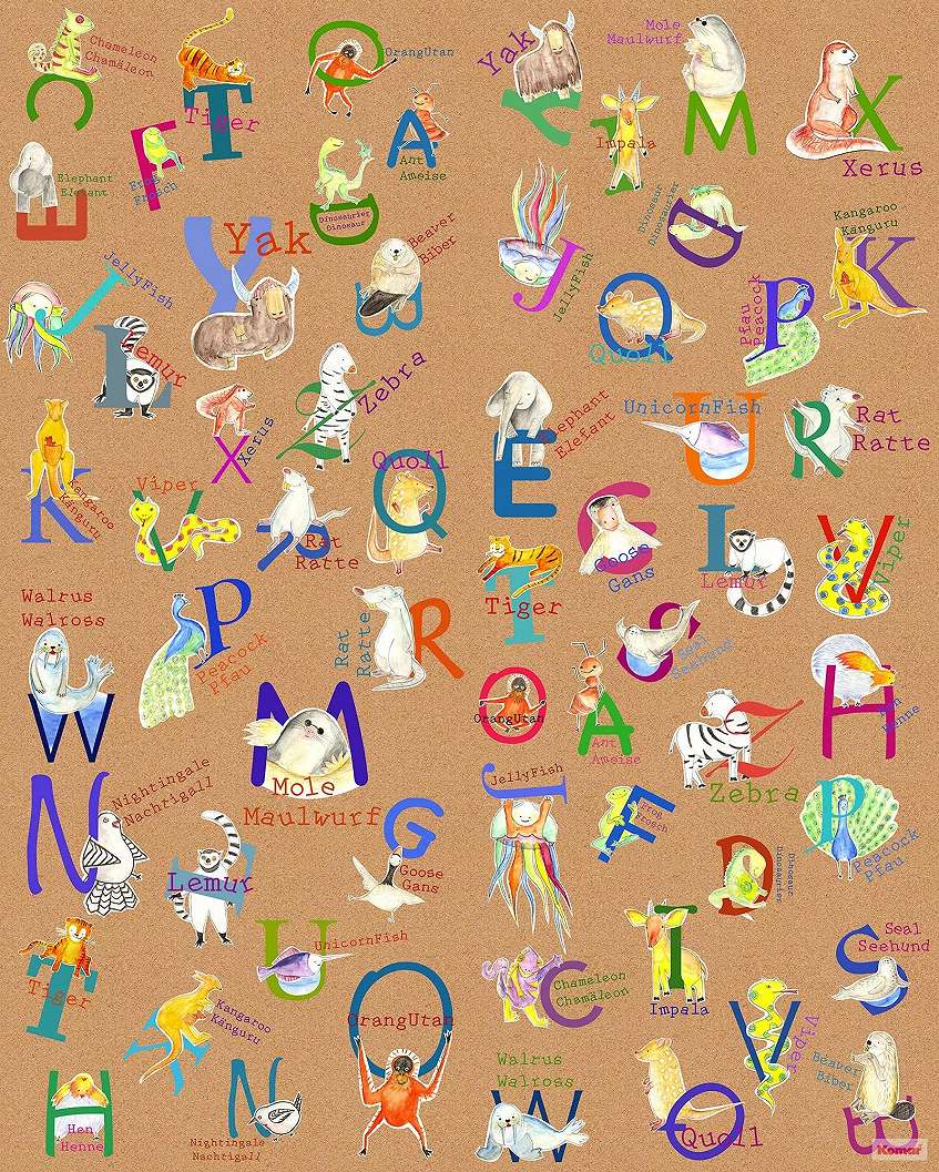 Fotótapéta gyerekszobába számos betűs mintával