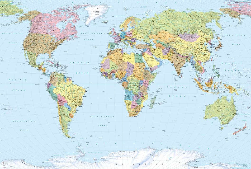 Fotótapéta gyerekszobába színes világtérkép mintával