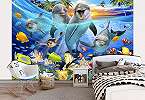 Fali poszter gyerekszobába vicces tengeri állatok mintával 368x254 vlies