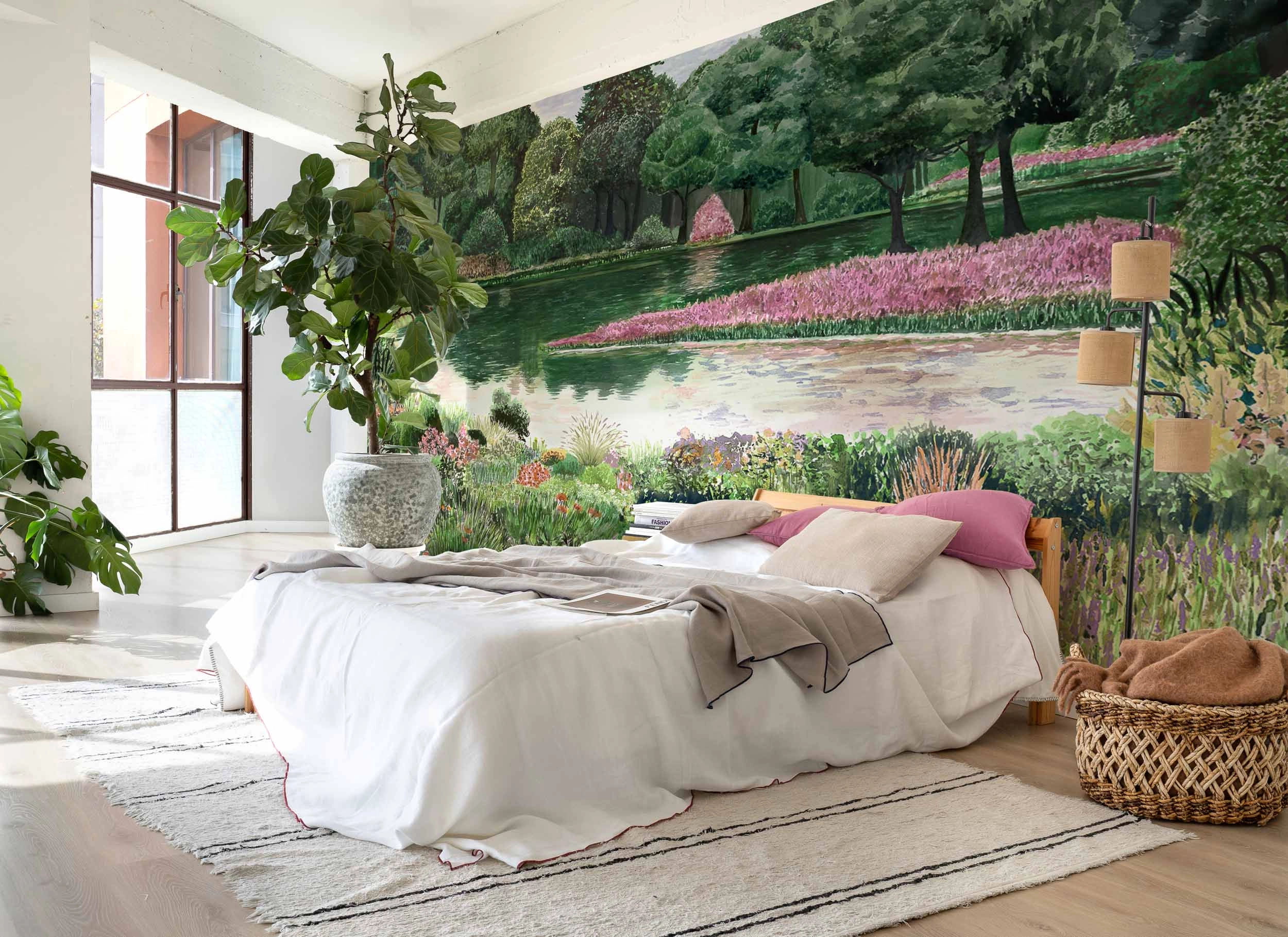 Coordonné poszter tapéta festmény szerű romantikus kert mintával