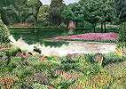 Coordonné poszter tapéta festmény szerű romantikus kert mintával