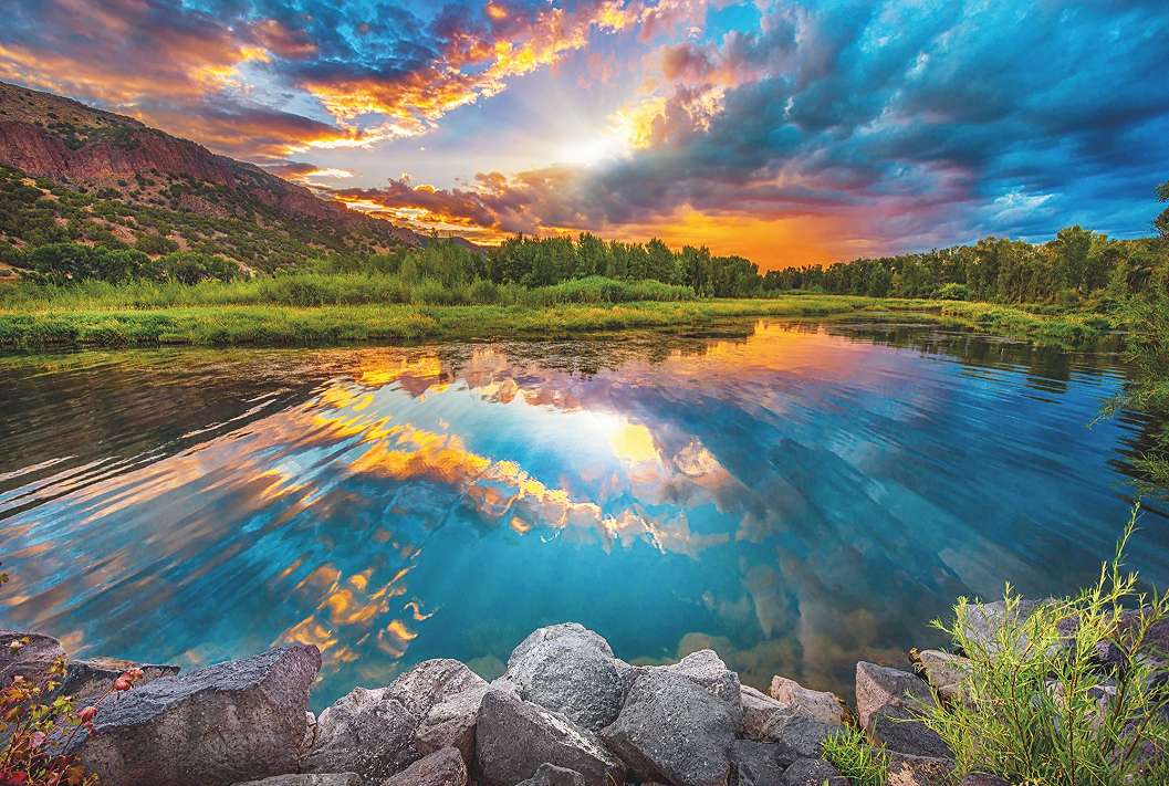 Fotótapéta naplementés táj panorámájával