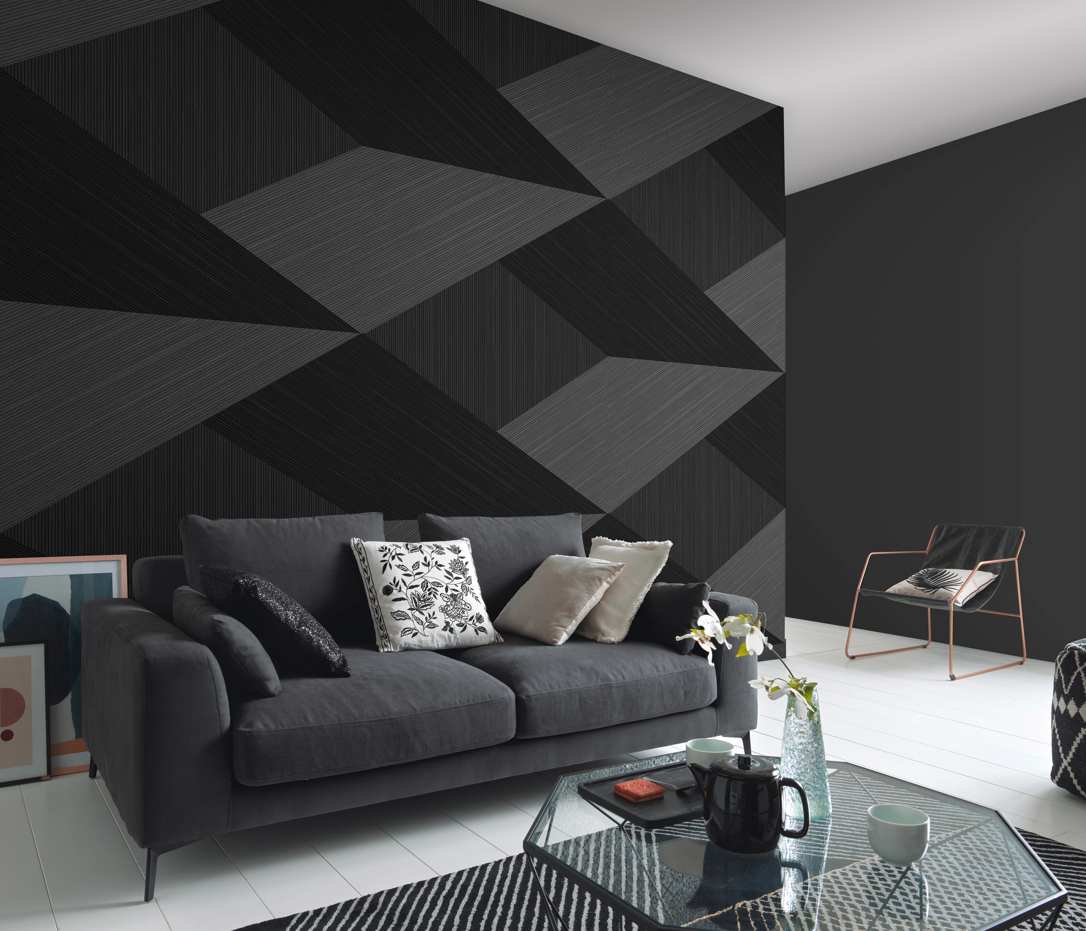 Fotótapéta óriás szürke fekete geometriai mintával