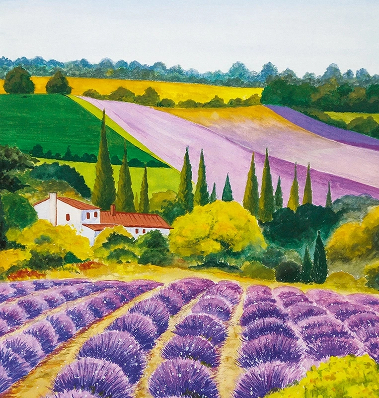 Posztertapéta Provencei látkép levenduláskertel