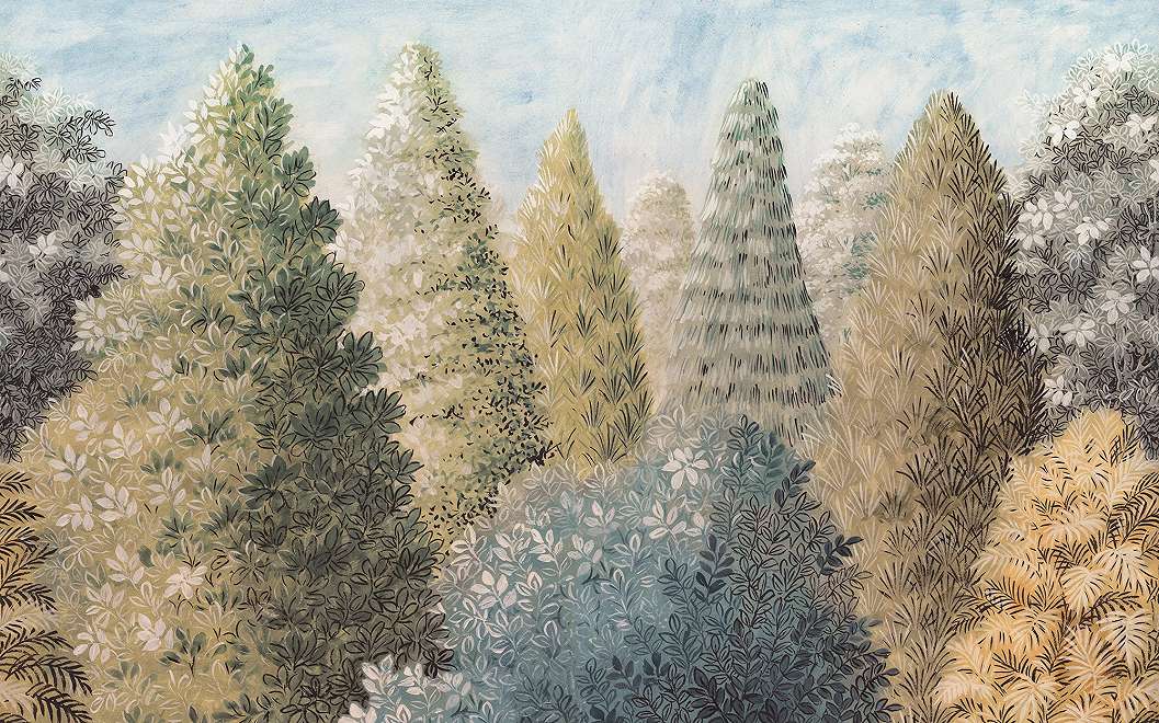 Fotótapéta rajzolt stílusú cédrus fa mintával