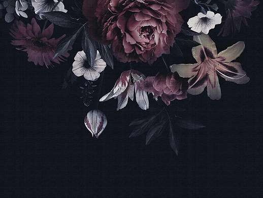 Fotótapéta sötét alapon romantikus rózsa virág mintákkal