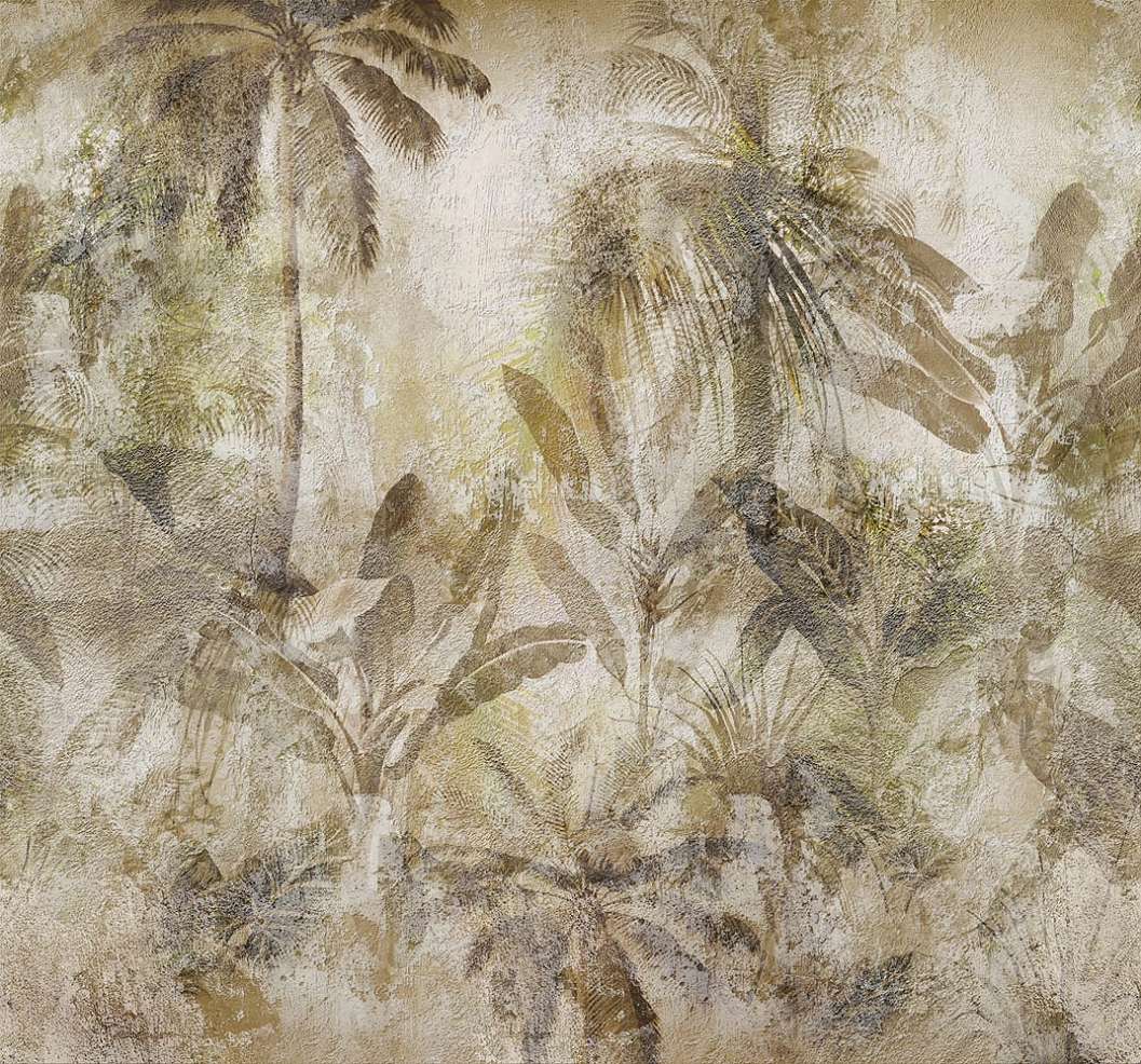 Fotótapéta trópus erdő mintával beige barna színben