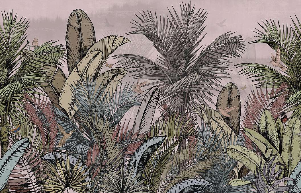 Fotótapéta vintage dzsungel mintával mosható vinyl