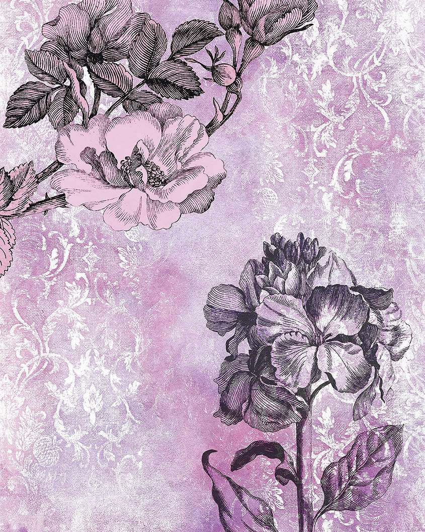 Fotótapéta virágmintával lila színvilágban