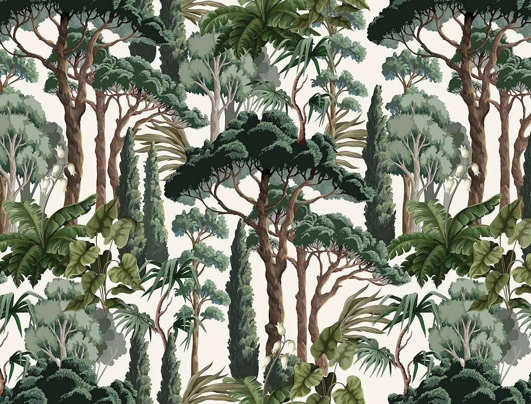 Akvarell stílusú fotótapéta erdei fás mintával 368x254 vlies