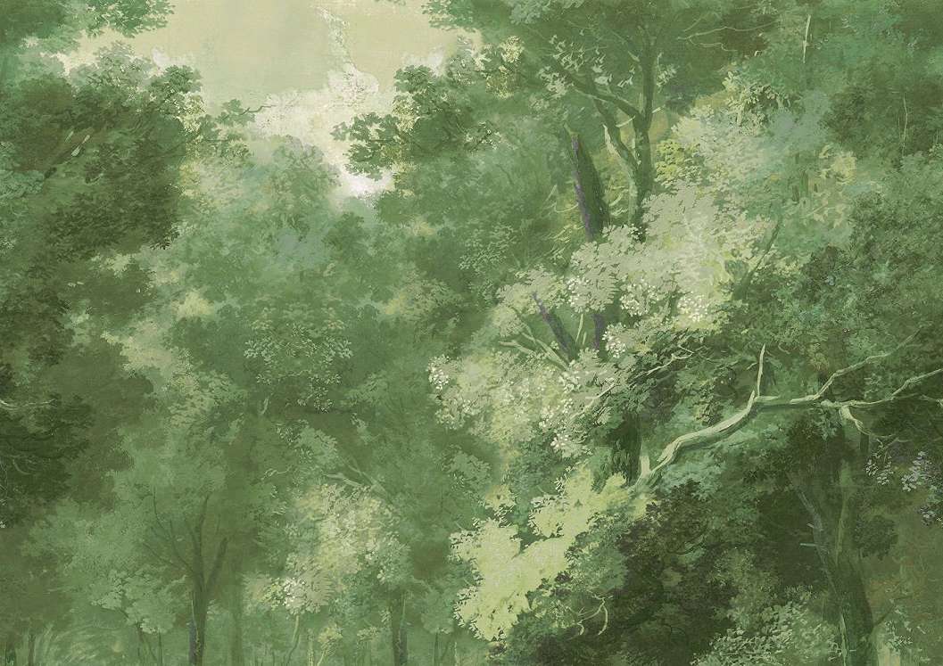 Fotótapéta zöld színű erdei tájképpel