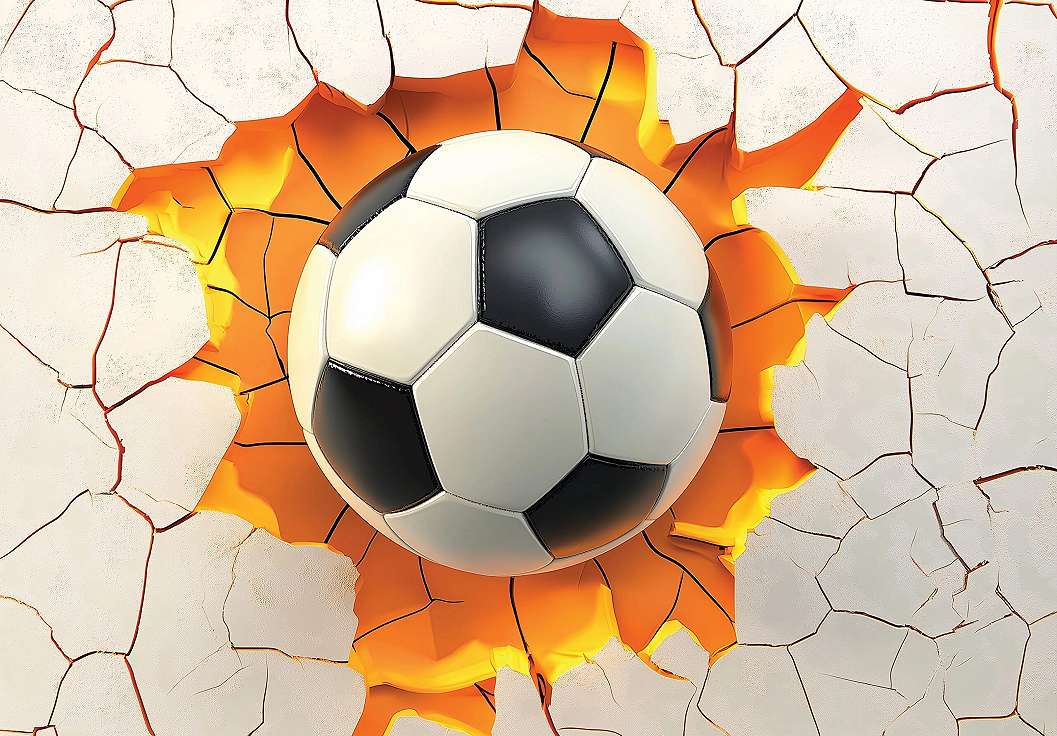 Posztertapéta a falat áttöri a futballabda 368x254 vlies