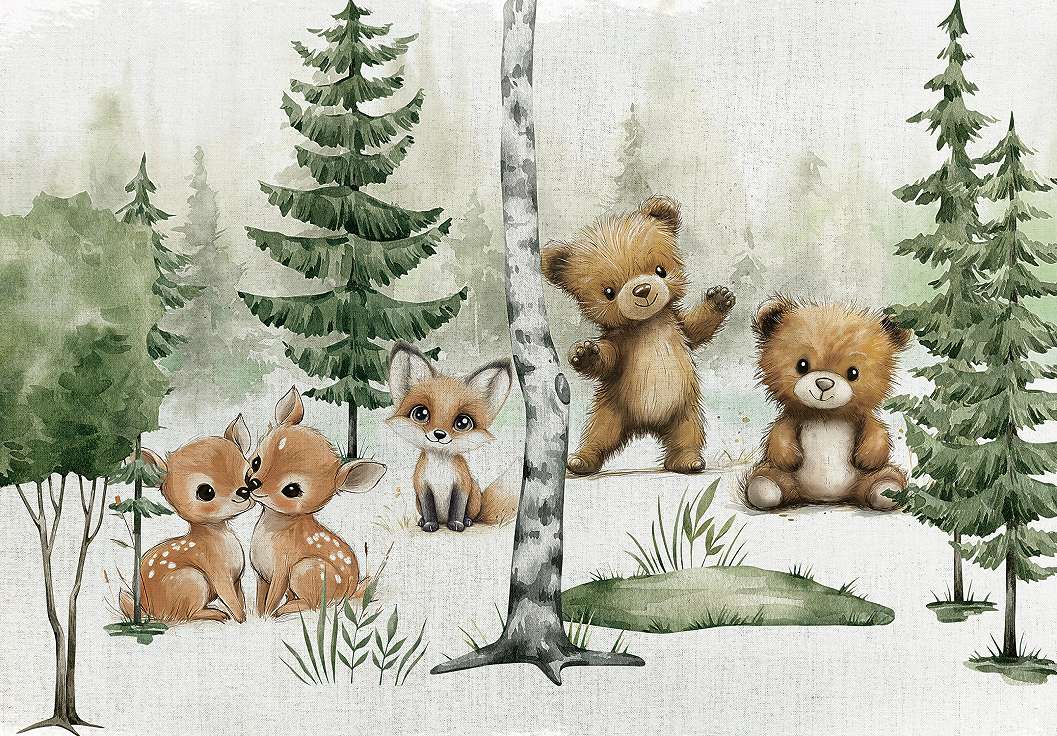 Gyerek posztertapéta erdei állat mintával 368x254 vlies