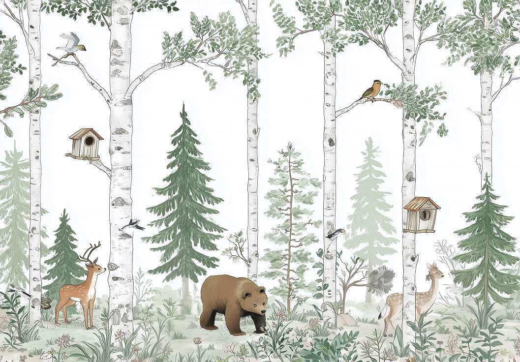 Gyerek posztertapéta erdei állatok mintával 368x254 vlies